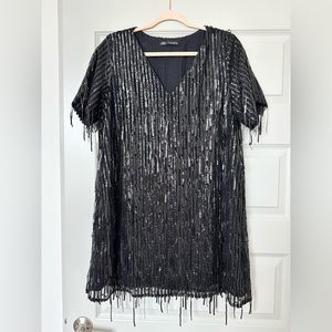 Zara Sequin Fringe Mini Dress